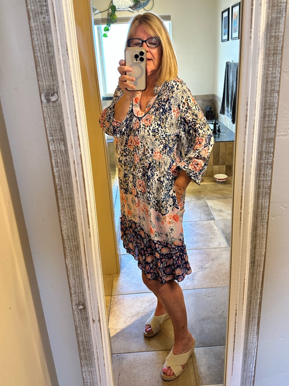 Tolani Pink and Blue Graphic Tunic Dress
